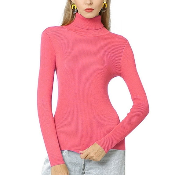 Turtleneck Sweaters for Women Basic Solid Color Lightweight Fall Sweater Ribbed Knit Slim Fitted Pullover Tops Shermie