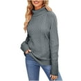 thumbnail image 1 of Turtleneck Sweaters for Women Casual Long Sleeve Sweaters Loose Crewneck Knit Solid Pullover Sweater Jumper Tops for Girls Gray XL, 1 of 3