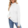 thumbnail image 1 of Turtleneck Sweaters for Women Casual Long Sleeve Sweaters Loose Crewneck Knit Solid Pullover Sweater Jumper Tops for Girls White XXL, 1 of 3