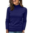 thumbnail image 1 of Turtleneck Sweaters for Women, Long Sleeve Casual Pullover Tops, Lightweight Winter Knit Wear for Soft Comfort 2026 Navy L, 1 of 5