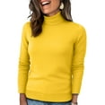 thumbnail image 1 of Turtleneck Sweaters for Women Long Sleeve Dressy Casual Soft Knitted Pullover Tops Fall Winter Clothes Yellow 2XL, 1 of 4