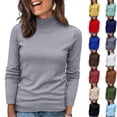thumbnail image 1 of Turtleneck Sweaters for Women Long Sleeve Knitted Pullover Tops Casual Soft Slim Fit Lightweight 2025 Basic Outfits Black L, 1 of 6
