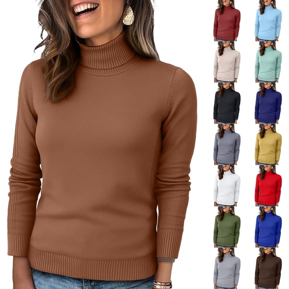 Turtleneck Sweaters for Women - Oversized Fall Winter Long Sleeve Soft Dressy Casual Knit Pullover Tops 2025 Light Gray 2XL