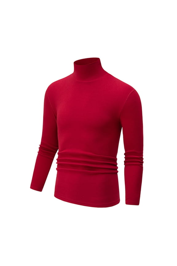 Turtleneck Sweatshirts for Men Compression Fit Workout Top Stretchy Quick Drying Fleece Warm Gym Shirts