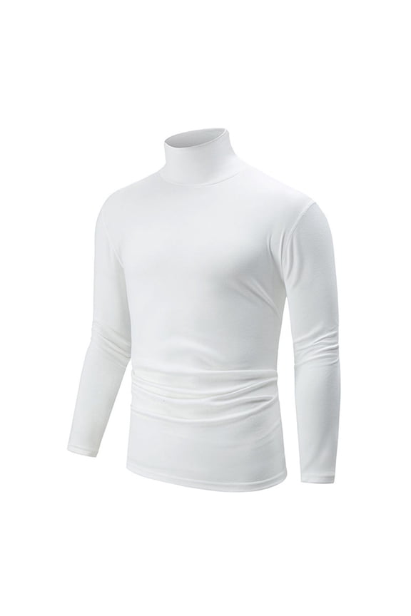 Turtleneck Sweatshirts for Men Compression Fit Workout Top Stretchy Quick Drying Fleece Warm Gym Shirts