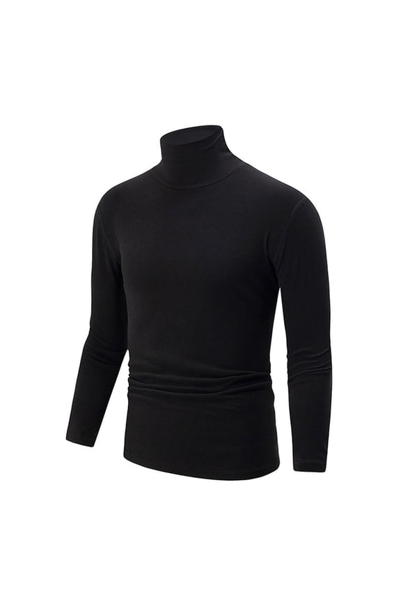 Turtleneck Sweatshirts for Men Compression Fit Workout Top Stretchy Quick Drying Fleece Warm Gym Shirts