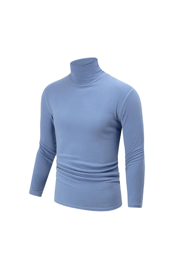 Turtleneck Sweatshirts for Men Compression Fit Workout Top Stretchy Quick Drying Fleece Warm Gym Shirts
