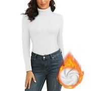 CASSIE LIZ Turtleneck Thermal Shirts for Women Long Sleeve Tops Fleece Lined Shirt Mock Base Layer Underwear Tops