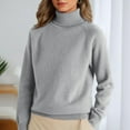 thumbnail image 1 of Turtleneck Tops for Women Sweaters Long Sleeve Jumper Knitted Pullover Warm Sweater 2025 Light Gray L, 1 of 4