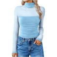 thumbnail image 1 of Turtleneck Tops for Women Y2K Crop Top Trendy Long Sleeve Mesh Bodycon Going Out Tops, 1 of 8