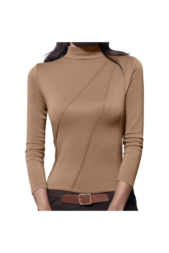 Turtleneck Undershirt for Women Comfortable Fleece Wrap Blouse Long Sleeve Slim Fit Pullover Underscrub Dressy Blouse