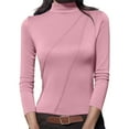 thumbnail image 1 of Turtleneck Undershirt for Women Comfortable Fleece Wrap Blouse Long Sleeve Slim Fit Pullover Underscrub Dressy Blouse, 1 of 5