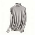 thumbnail image 1 of Turtleneck Womens Base Sweaters Lightweight Soft Knitted Pullover Long Sleeve Solid Color High Neck Casual Tops (L, Gray), 1 of 6