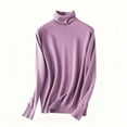 thumbnail image 1 of Turtleneck Womens Base Sweaters Lightweight Soft Knitted Pullover Long Sleeve Solid Color High Neck Casual Tops (XL, Purple), 1 of 6