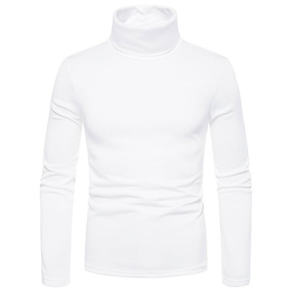 Turtleneck for Men Long Sleeve Pullover Sweater High Neck Pure Color Fleece Thermal Base Layers Knitwear Tops