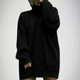 thumbnail image 1 of Turtlenecks Sweaters for Women Oversized Crewneck Long Sleeve Chunky Knit Pullover Sweaters Black L, 1 of 6