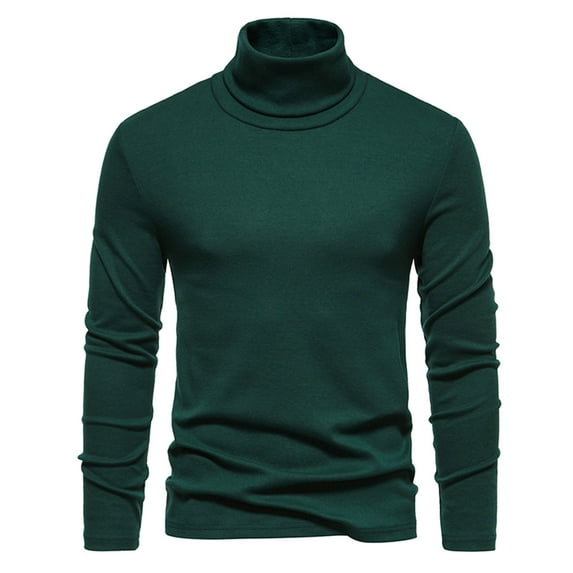 Turtlenecks for Mens Long Sleeve Slim Fit Casual High Collar Pullover Sweater Tops Stretchy Winter Plain Sweatshirt (Large, Green)