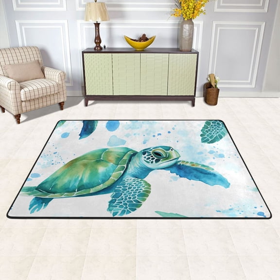 Turtles Area Rug Washable 72 x 48 Floor Carpet Mat Non Slip for Bedroom Living Room Kids Room Home Decor
