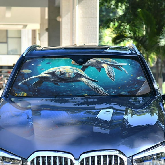 Turtles Fish Sea Automotive Front Car Windshield Sun Shade Reflector Foldable for Front Fit for Cars Truck SUVs
