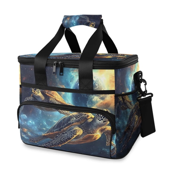 Turtles Flying Universe Planets Portable Cooler Lunch Box Reusable Insulated Lunch Bag Leakproof 15L