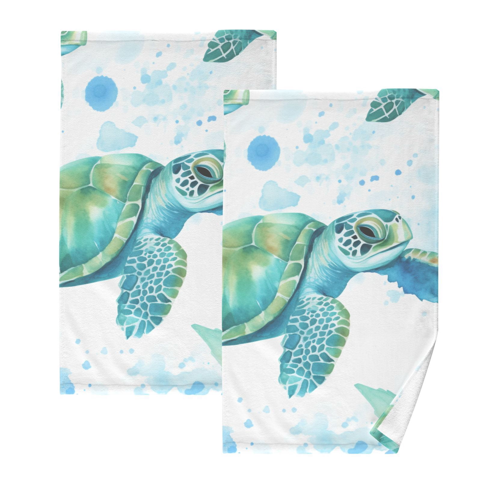 Turtles Hand Towel Bath Towels Face Towels Cotton Absorbent for Home Hotel Spa Swimming Yoga Sports Decorative Towel Set of 2