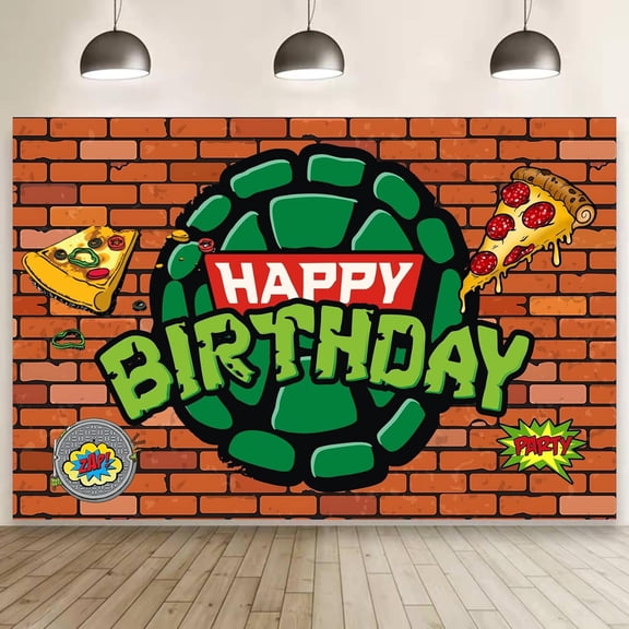 Turtles Happy Birthday Backdrop Birthday Party Supplies Kawaii Background for Boys Girls,Banner Backdrop for Kids Party Decorations(5x3ft)