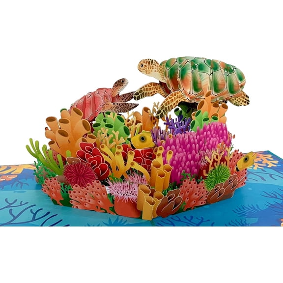 Wonder Paper Art Turtles Pop-Up Greeting Card Birthday 1 Count