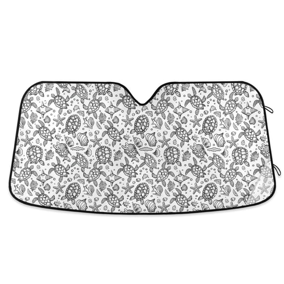 Turtles Shells Starfish Line Car Windshield Sun Shade Foldable Car Front Window Visor Heat and UV Protection 55x27.6