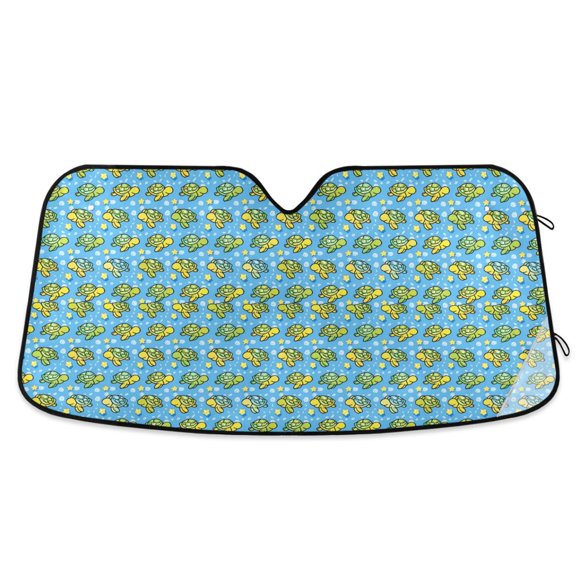 Turtles Stars Bubbles Car Windshield Sun Shade Foldable Car Front Window Visor Heat and UV Protection 53x23.5