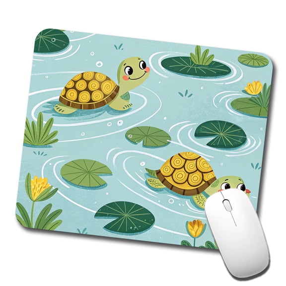 Turtles Swimming In Pond Mouse Pad Low Profile Gaming Mat