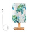 thumbnail image 1 of Turtles in Ocean Bedside Table Lamp LED Warm Lights with USB Charging Port Retro Cylinder Desk Lamps, 1 of 7