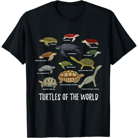 Turtles of the World Apparel Types of Turtle Unisex T-Shirt for Men Women Kids Toddler