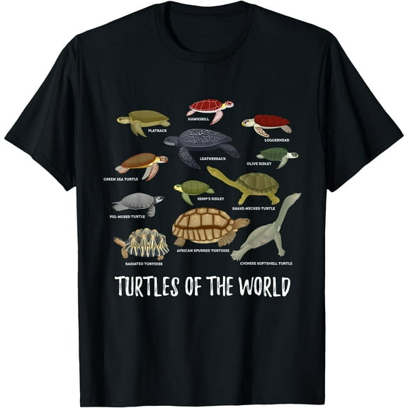 Turtles of the World Apparel Types of Turtle Unisex T-Shirt for Men Women Kids Toddler