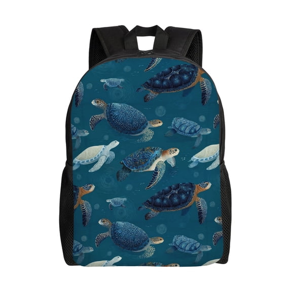 Turtles swimming underwater Backpack with 15 Inch Laptop Compartment,Water-Resistant Daypack, Large Capacity Backpack with Adjustable Breathable Shoulder Straps for Daily Use Travel Gym