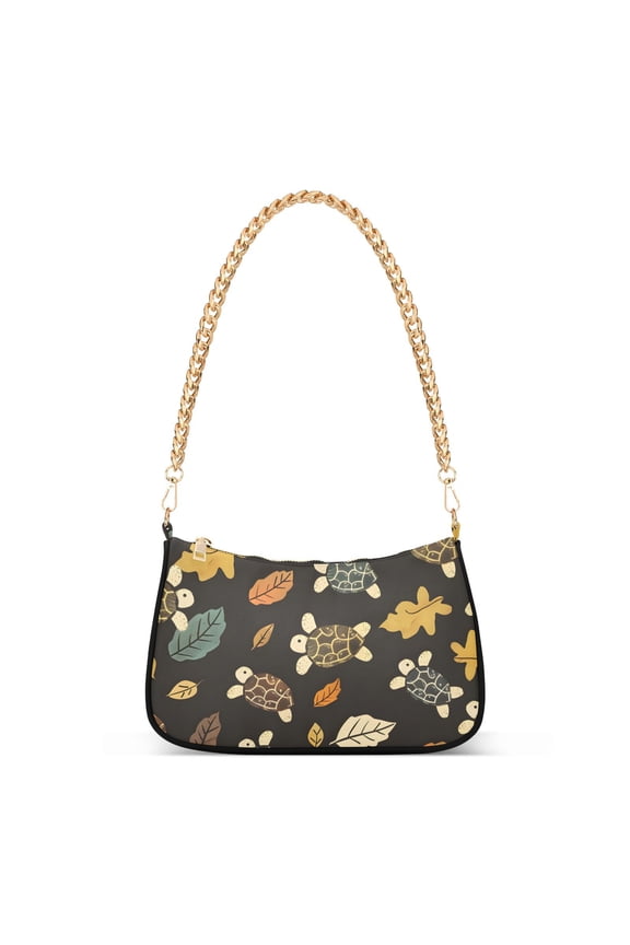 Turtles with LeavesWomen Small Shoulder Bag Crossbody Tote Hobo Bags Purse Clutch Handbags with Chain Strap for Women
