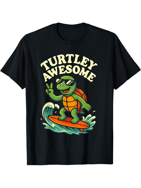 Turtley Awesome, Surfing Turtle T-Shirt Unisex T-Shirt
