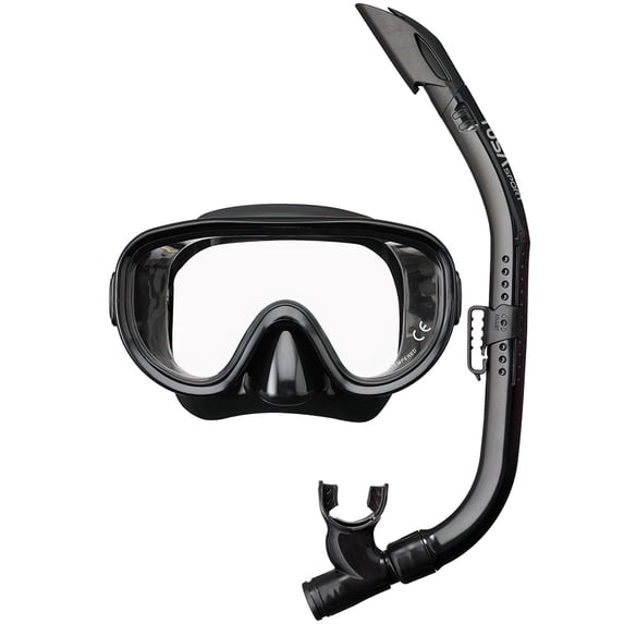 TUSA Adult Mask and Snorkel Combo, Color: Black/Black (UC-0110-BKBK)