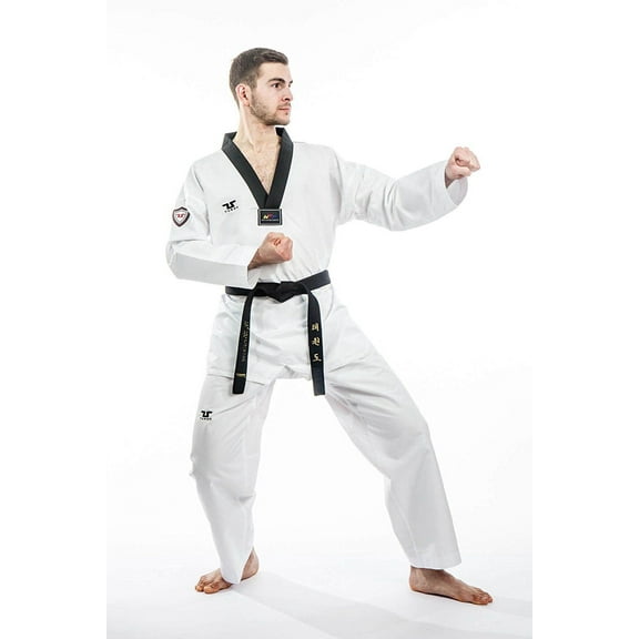 Tusah Taekwondo EZ FIT Sparring Dobok, Black V-Neck
