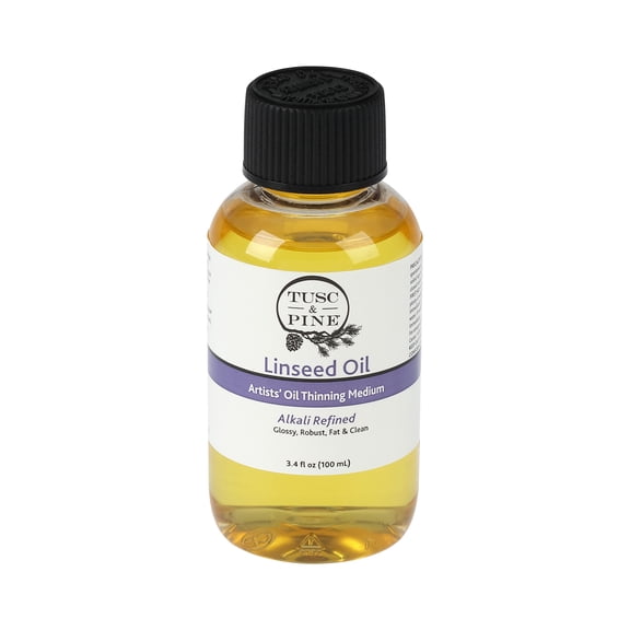 Tusc & Pine Alkali Refined Linseed Oil Paint Medium - 3.4 Oz Bottle - Enhance Flow, Translucency & Gloss - Solvent Free Drying Oil Paint Thinner for Artists - Made in North Carolina