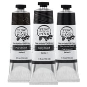 Tusc & Pine Artist Oil Paint - 150 ml Set of 3 - Black - 450 ml of Non-Yellowing, Rich & Creamy Consistency, Maximum Pigment Load, Small Batch Milled Oil Paints Developed for Professional Artists