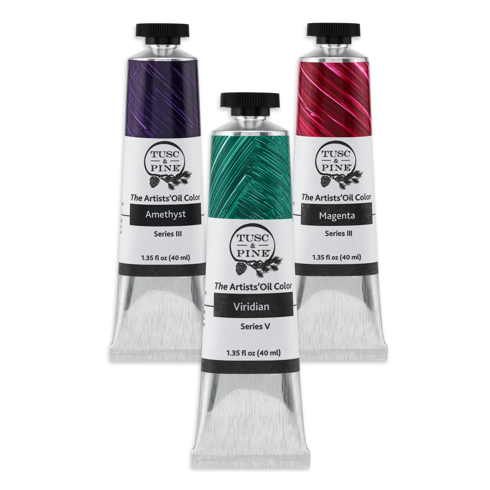 Tusc & Pine Artist Oil Paint - 40 ml Set of 3 - Assorted Jewel Tone Colors - Non-Yellowing, Creamy Consistency, Max Pigment Load, Small Batch Milled Oil Paints Developed for Professional Artists