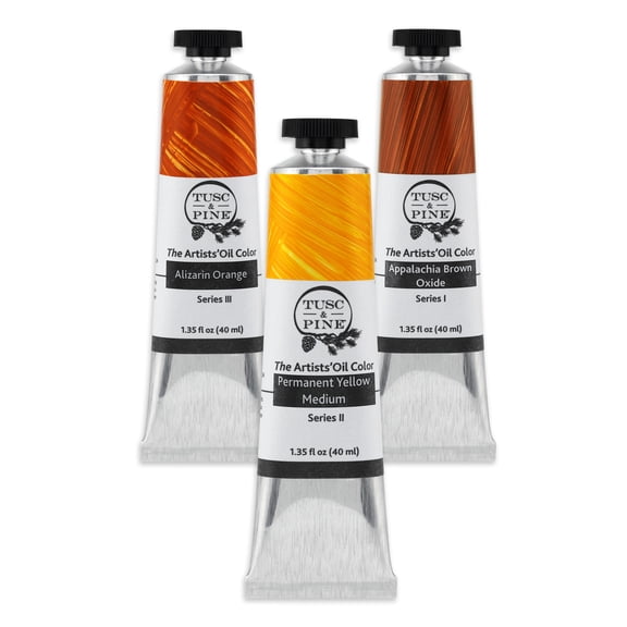 Tusc & Pine Artist Oil Paint - 40 ml Set of 3 - Assorted Mountain Range Colors - Non-Yellowing, Creamy Consistency, Max Pigment Load, Small Batch Milled Oil Paints Developed for Professional Artists