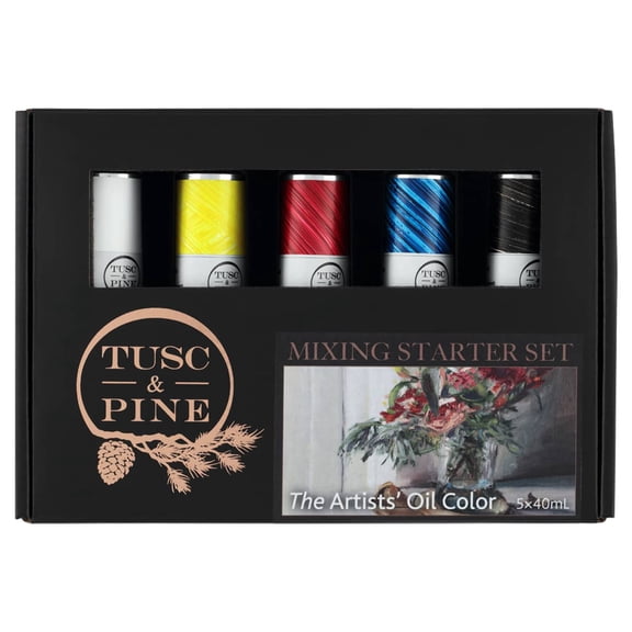 Tusc & Pine Artist Oil Paint - 40 ml Set of 5 - Mixing Colors - Non-Yellowing, Rich & Creamy Consistency, Maximum Pigment Load, Small Batch Milled Oil Paints Developed for Professional Artists