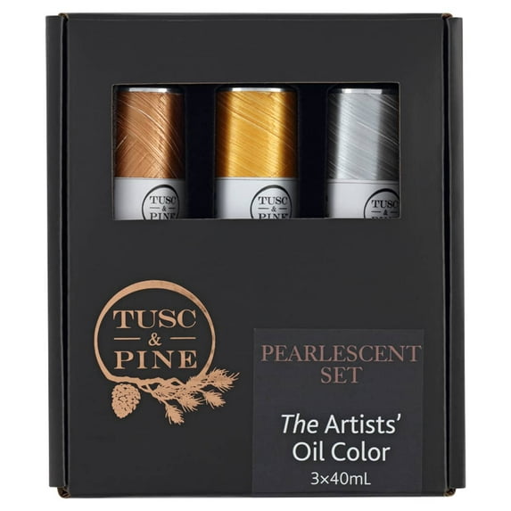 Tusc & Pine Artist Oil Paint - Pearlescent, Set of 3 40 ml, Non-Yellowing, Rich & Creamy Consistency, Maximum Pigment Load, Small Batch Milled Oil Paints Made in the USA for Professional Artists