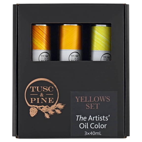 Tusc & Pine Artist Oil Paint - Yellows, Set of 3 40 ml, Non-Yellowing, Rich & Creamy Consistency, Maximum Pigment Load, Small Batch Milled Oil Paints Made in the USA for Professional Artists