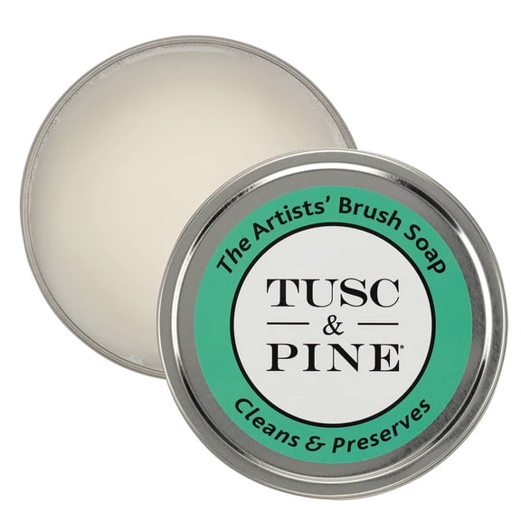 Tusc & Pine The Artists' Brush Soap - 12oz Plant-Based Brush Cleaner, Oil, Acrylic, Watercolor Paint - Nourishes Bristles; Made in North Carolina; Alkali Soap, Gentle Pine Fragrance