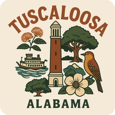Tuscaloosa Alabama Keepsakes Souvenir Vinyl Sticker – Destination Travel Keepsake Collectible (3-Inches Wide)