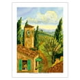 thumbnail image 1 of Tuscan Afternoon - Tuscany Italy - Italian Villa Vineyards Cypress Trees - From an Original Watercolor Painting by Robin Wethe Altman - Bamboo Fine Art 290gsm Paper Print (Unframed) 24x32in, 1 of 4