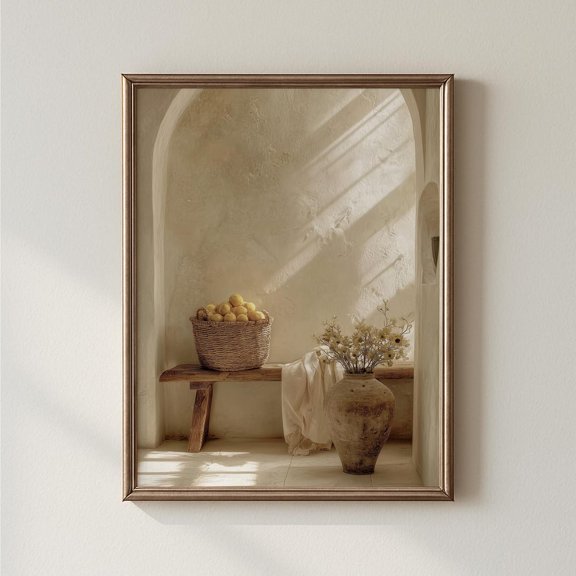 Tuscan Arch Lemon Kitchen Print, Unframed Paper Poster 8x10in