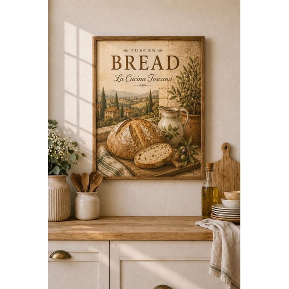 Tuscan Bread Kitchen Wall Art, Unframed Paper Poster 8x10in